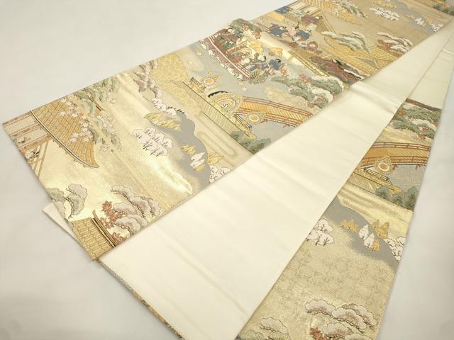 平和屋本店▼六通柄袋帯　駒競行幸絵巻　本金箔　正絹　逸品　CABL4533dy