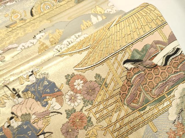 平和屋本店▼六通柄袋帯　駒競行幸絵巻　本金箔　正絹　逸品　CABL4533dy
