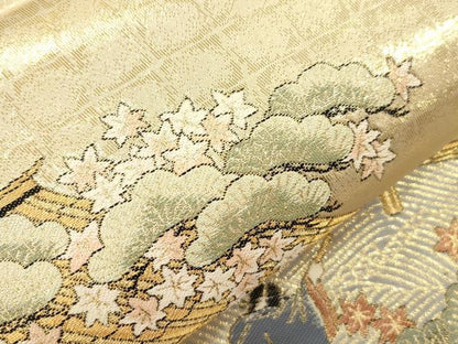 平和屋本店▼六通柄袋帯　駒競行幸絵巻　本金箔　正絹　逸品　CABL4533dy