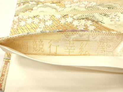 平和屋本店▼六通柄袋帯　駒競行幸絵巻　本金箔　正絹　逸品　CABL4533dy