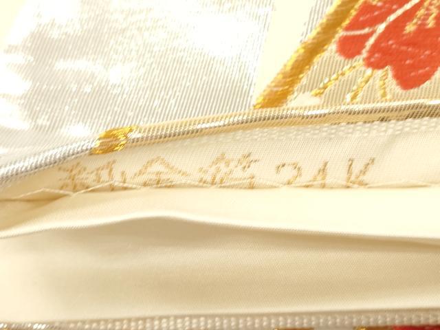 平和屋本店▼六通柄袋帯　唐織　扇面草花文　純金箔24K　正絹　逸品　CABL4534dy