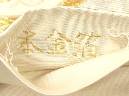 平和屋本店▼六通柄袋帯　扇面花文　本金箔　正絹　逸品　CABL4535dy