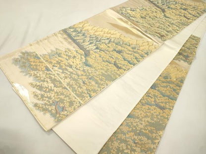 平和屋本店▼六通柄袋帯　渡月橋　純金箔　正絹　逸品　CABL4536dy