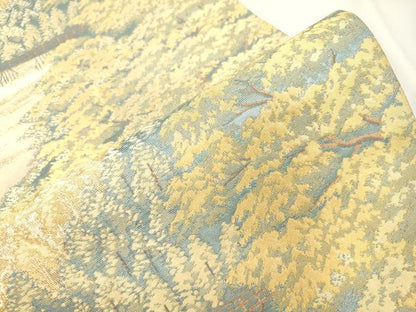 平和屋本店▼六通柄袋帯　渡月橋　純金箔　正絹　逸品　CABL4536dy