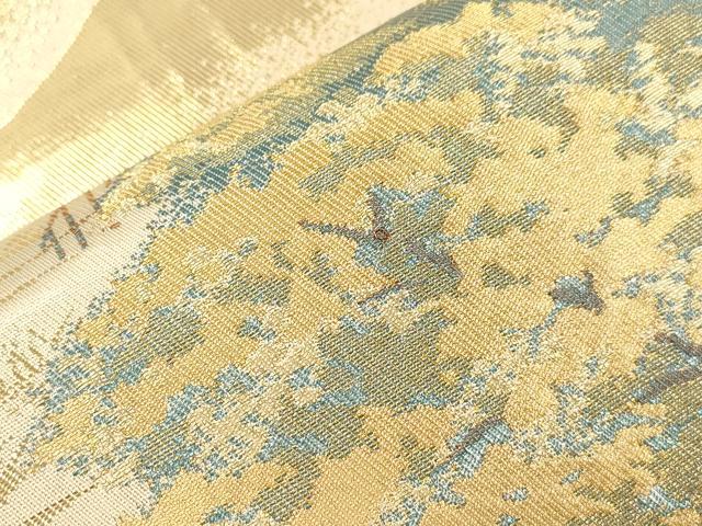 平和屋本店▼六通柄袋帯　渡月橋　純金箔　正絹　逸品　CABL4536dy