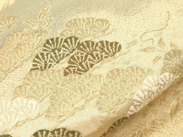 平和屋本店▼六通柄袋帯　唐織　箔宝錦　遠山草花文　本金箔　正絹　逸品　CABL4537dy