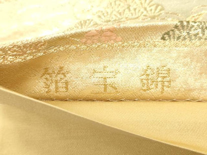 平和屋本店▼六通柄袋帯　唐織　箔宝錦　遠山草花文　本金箔　正絹　逸品　CABL4537dy