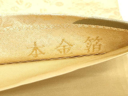 平和屋本店▼六通柄袋帯　唐織　箔宝錦　遠山草花文　本金箔　正絹　逸品　CABL4537dy