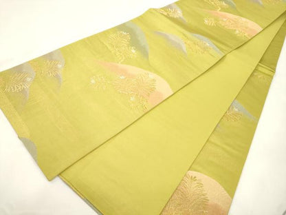 平和屋本店▼六通柄袋帯　洛北錦　遠山松葉文　本金箔　正絹　逸品　CABL4539dy