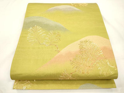 平和屋本店▼六通柄袋帯　洛北錦　遠山松葉文　本金箔　正絹　逸品　CABL4539dy