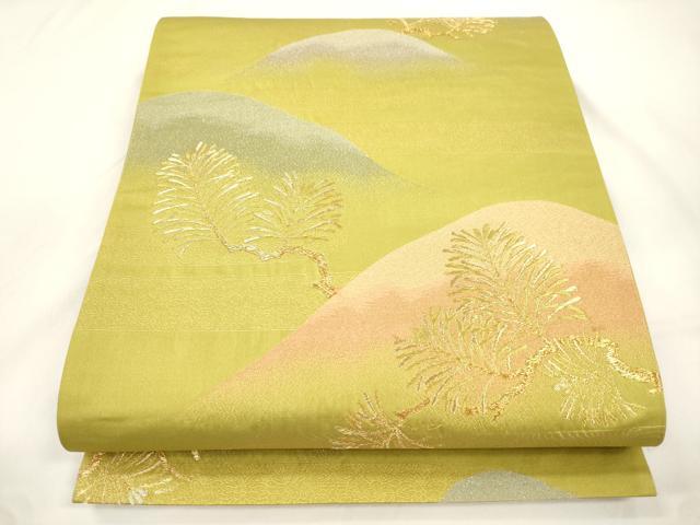 平和屋本店▼六通柄袋帯　洛北錦　遠山松葉文　本金箔　正絹　逸品　CABL4539dy