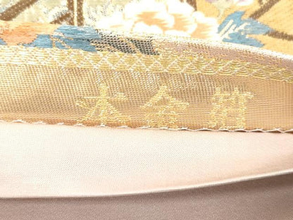 平和屋本店▼六通柄袋帯　唐織　地紙風景文　本金箔　正絹　逸品　CABL4541dy
