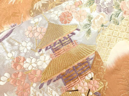 平和屋本店▼六通柄袋帯　飛鶴風景文　九百錦袋純金箔　正絹　逸品　CABL4543dy