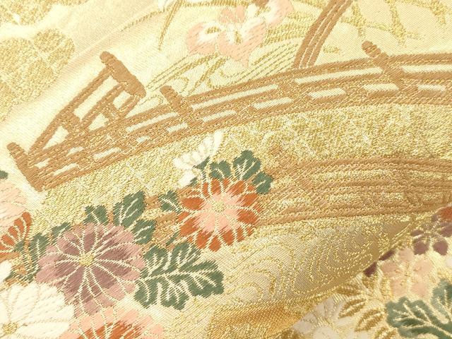 平和屋本店▼六通柄袋帯　松皮王朝絵文　本金箔　正絹　逸品　CABL4544dy
