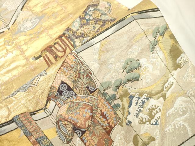 平和屋本店▼六通柄袋帯　誰が袖文様　純金箔　正絹　逸品　CABL4545dy