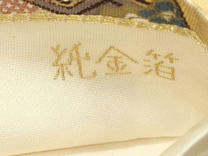 平和屋本店▼六通柄袋帯　誰が袖文様　純金箔　正絹　逸品　CABL4545dy