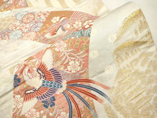 平和屋本店▼六通柄袋帯　唐織　斑鳩の里　本金箔　正絹　逸品　CABL4546dy