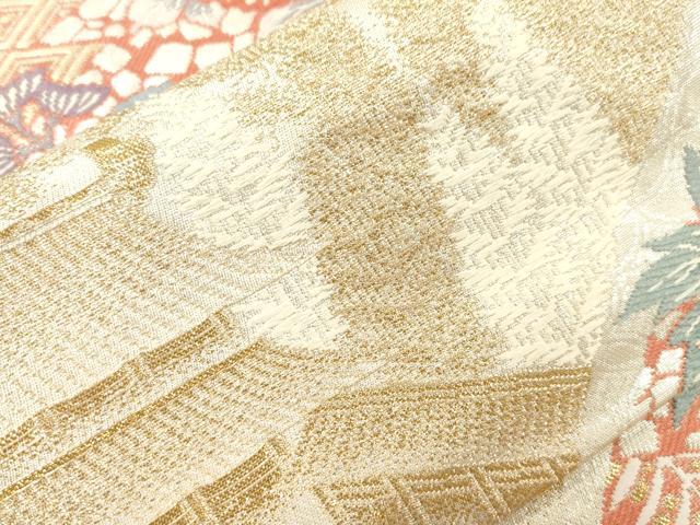 平和屋本店▼六通柄袋帯　唐織　斑鳩の里　本金箔　正絹　逸品　CABL4546dy