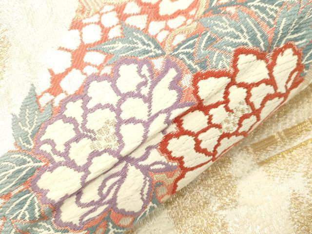 平和屋本店▼六通柄袋帯　唐織　斑鳩の里　本金箔　正絹　逸品　CABL4546dy