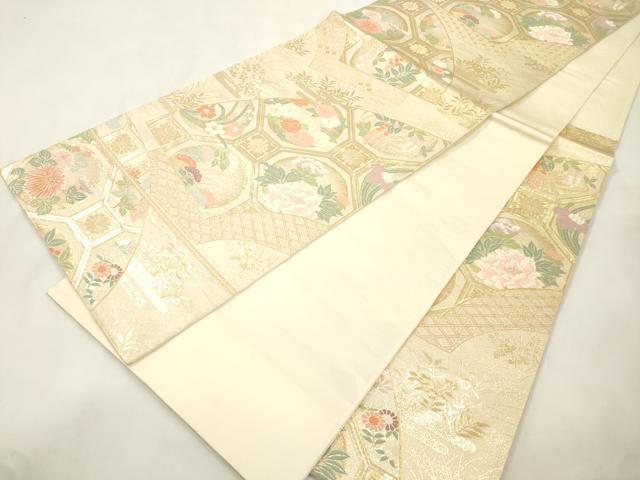 平和屋本店▼六通柄袋帯　唐錦能衣扇面文　本金箔　正絹　逸品　CABL4547dy