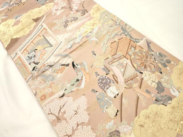 平和屋本店▼六通柄袋帯　神泉苑風情　純金箔　正絹　逸品　CABL4548dy