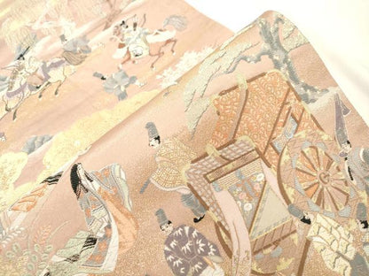 平和屋本店▼六通柄袋帯　神泉苑風情　純金箔　正絹　逸品　CABL4548dy
