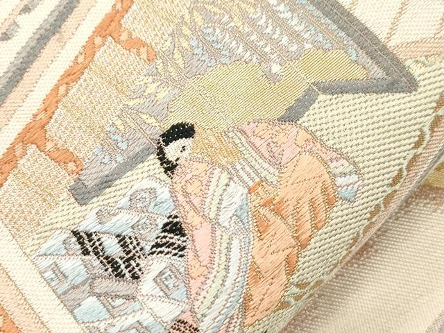 平和屋本店▼六通柄袋帯　神泉苑風情　純金箔　正絹　逸品　CABL4548dy
