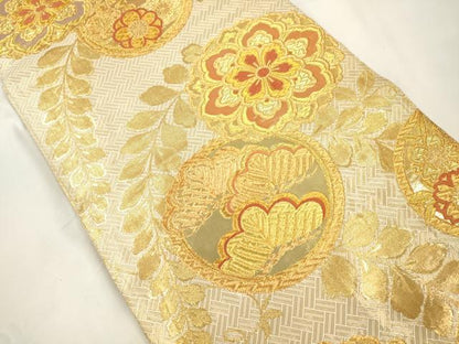 平和屋本店▼佐賀錦　全通柄袋帯　丸華文藤しだれ　本金箔　正絹　逸品　CABL4551dy