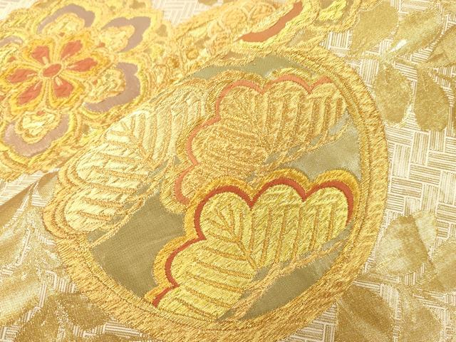 平和屋本店▼佐賀錦　全通柄袋帯　丸華文藤しだれ　本金箔　正絹　逸品　CABL4551dy