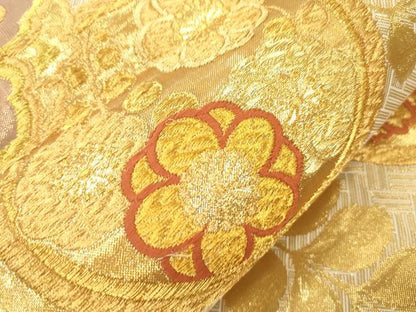 平和屋本店▼佐賀錦　全通柄袋帯　丸華文藤しだれ　本金箔　正絹　逸品　CABL4551dy