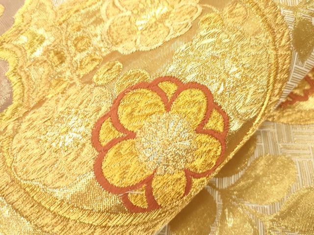 平和屋本店▼佐賀錦　全通柄袋帯　丸華文藤しだれ　本金箔　正絹　逸品　CABL4551dy