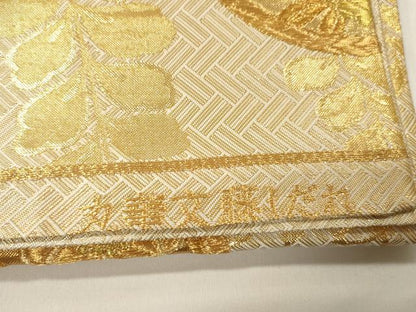 平和屋本店▼佐賀錦　全通柄袋帯　丸華文藤しだれ　本金箔　正絹　逸品　CABL4551dy