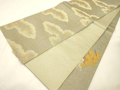 平和屋本店▼六通柄袋帯　流水　松文　純金箔　正絹　逸品　CABL4552dy
