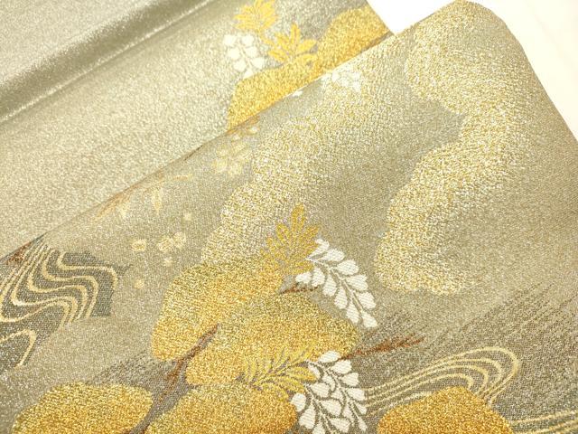 平和屋本店▼六通柄袋帯　流水　松文　純金箔　正絹　逸品　CABL4552dy