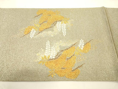平和屋本店▼六通柄袋帯　流水　松文　純金箔　正絹　逸品　CABL4552dy