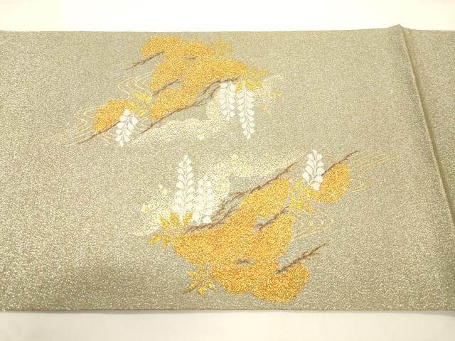 平和屋本店▼六通柄袋帯　流水　松文　純金箔　正絹　逸品　CABL4552dy