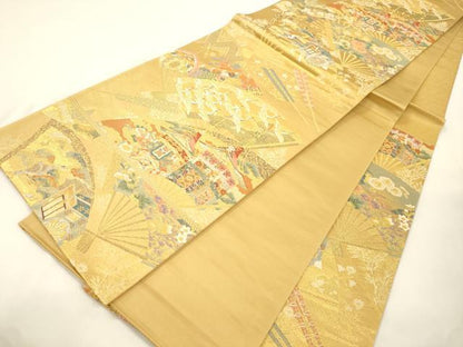 平和屋本店▼六通柄袋帯　琳派瑞祥錦　本金箔つづれ　正絹　逸品　CABL4553dy