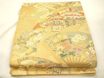 平和屋本店▼六通柄袋帯　琳派瑞祥錦　本金箔つづれ　正絹　逸品　CABL4553dy
