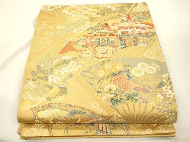 平和屋本店▼六通柄袋帯　琳派瑞祥錦　本金箔つづれ　正絹　逸品　CABL4553dy
