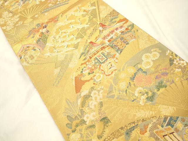 平和屋本店▼六通柄袋帯　琳派瑞祥錦　本金箔つづれ　正絹　逸品　CABL4553dy