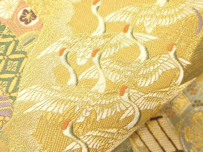 平和屋本店▼六通柄袋帯　琳派瑞祥錦　本金箔つづれ　正絹　逸品　CABL4553dy