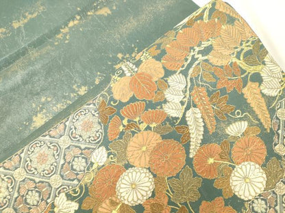 平和屋本店▼六通柄袋帯　松　花唐草文　純金箔　正絹　逸品　CABL4556dy