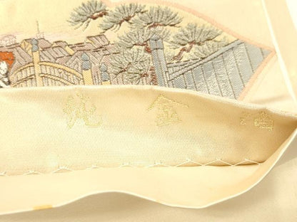 平和屋本店▼全通全景柄袋帯　廣重東海道五十三次　純金箔　正絹　逸品　CABL4557dy