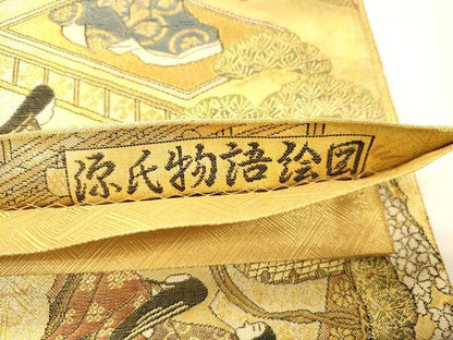 平和屋本店▼全通全景柄袋帯　源氏物語絵図　本金二重箔　正絹　逸品　CABL4558dy