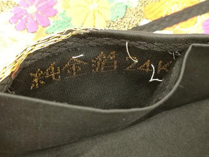 平和屋本店▼六通柄袋帯　唐織　蜀江花文　黒地　純金箔24K　正絹　逸品　CABL4559dy