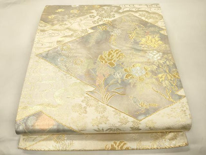 平和屋本店▼六通柄袋帯　瑞宝文　純金箔二重引　24金　正絹　逸品　CABL4568dy