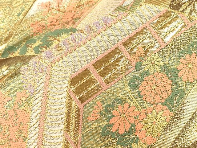 平和屋本店▼六通柄袋帯　色紙重ね風景文　本金箔　正絹　逸品　CABL4570dy