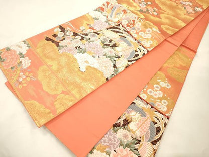 平和屋本店▼六通柄袋帯　唐織　誰が袖鳳凰花文　本金箔　正絹　逸品　CABL4571dy