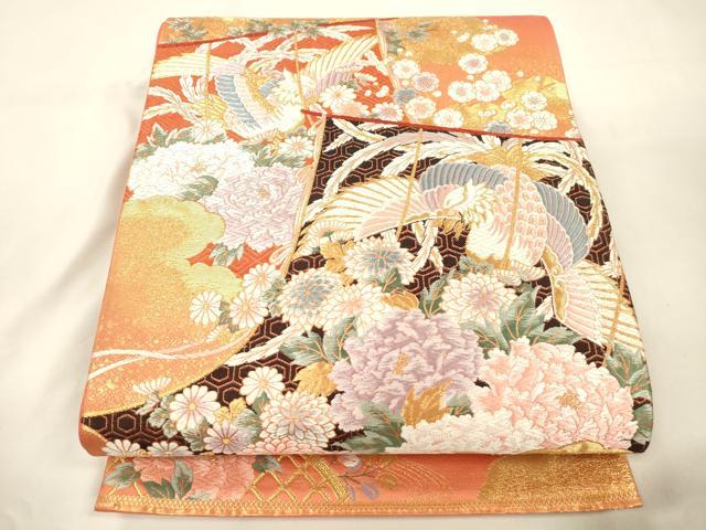 平和屋本店▼六通柄袋帯　唐織　誰が袖鳳凰花文　本金箔　正絹　逸品　CABL4571dy