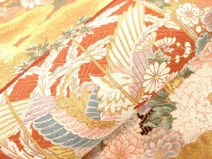 平和屋本店▼六通柄袋帯　唐織　誰が袖鳳凰花文　本金箔　正絹　逸品　CABL4571dy